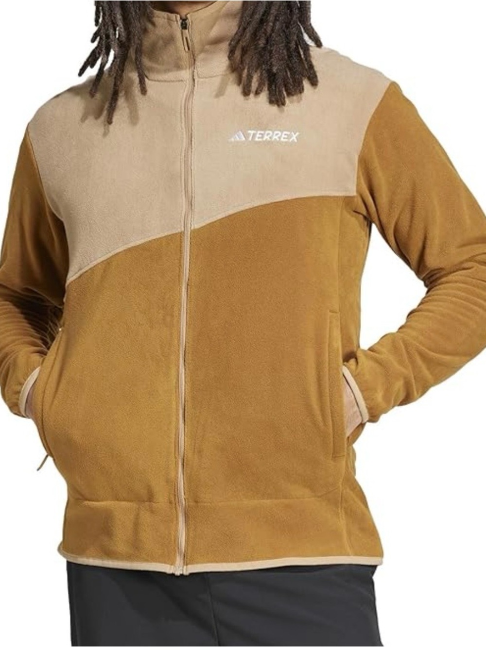 New Adidas Terrex Fleece Full Zip Jacket • Strata Brown - Size 2XL